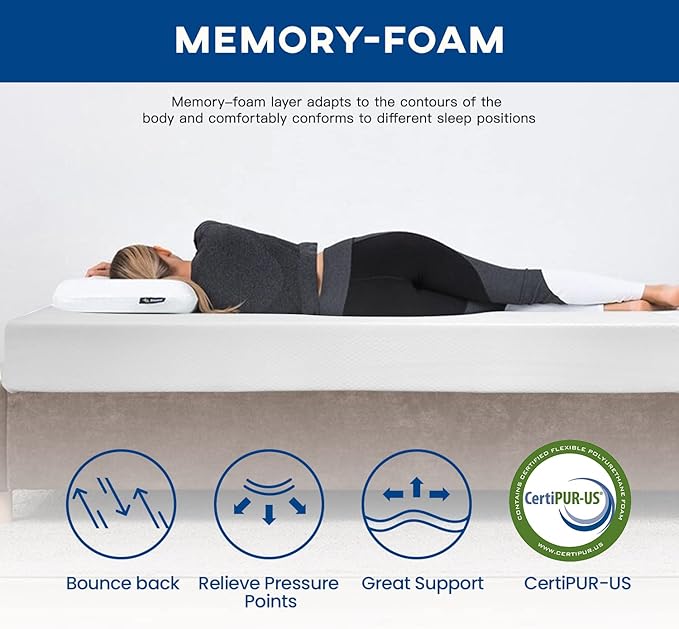 6/8/10/12 inch Gel Memory Foam Mattress for Cool Sleep & Pressure Relief, Medium Firm Mattresses CertiPUR-US Certified/Bed-in-a-Box/Pressure Relieving (10 in, Twin)