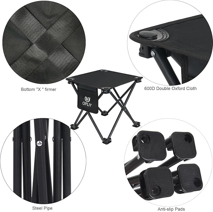 Opliy Camping Stool 2 Pack,13 Inch Portable Folding Stool for Outdoor Gardening and Beach Hiking Fishing,Foot Stool with Carry Bag (Black)