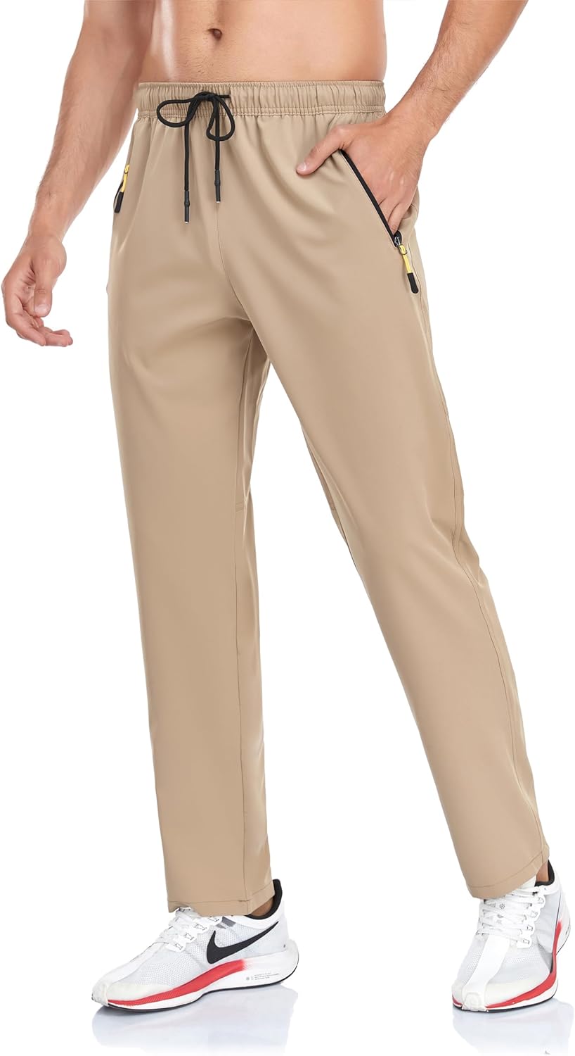 Rapoo Men's Lightweight Athletic Pants - Quick Dry with Zipper Pockets for Travel | Versatile Comfort
