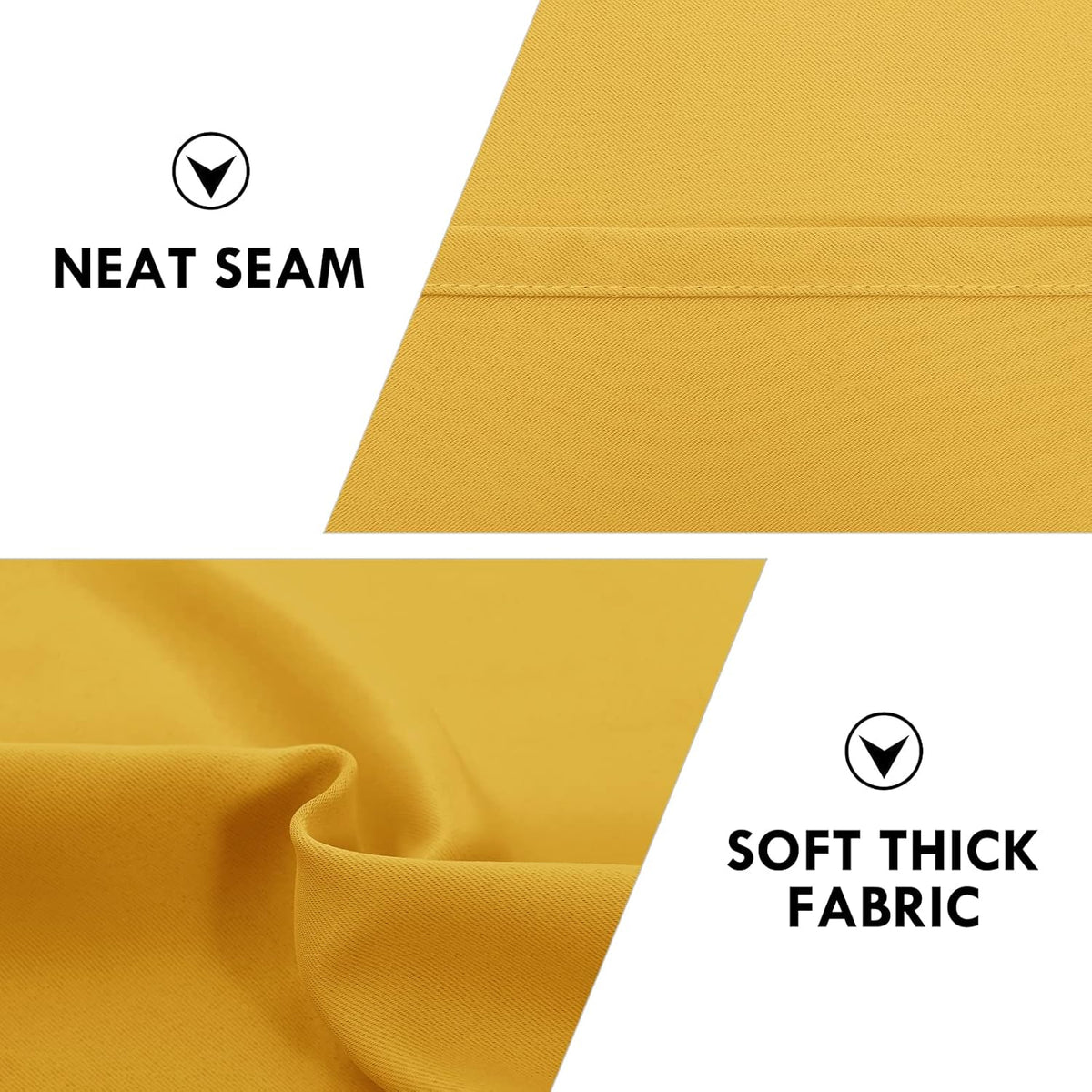 DWCN Blackout Curtains Room Darkening Thermal Insulated Bedroom Curtains Window Curtain Panels, 42 x 63 inches Long, Set of 2 Yellow Rod Pocket Drapes