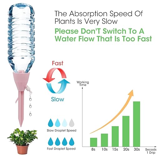 MYMULIKE 12 Pack Self Watering Planter Drip, Slow Watering for Plants Flowerpot, Plant Watering Spikes with Control Valve Switch Automatic Watering System, Plant Watering Devices for Flowerpot Plants