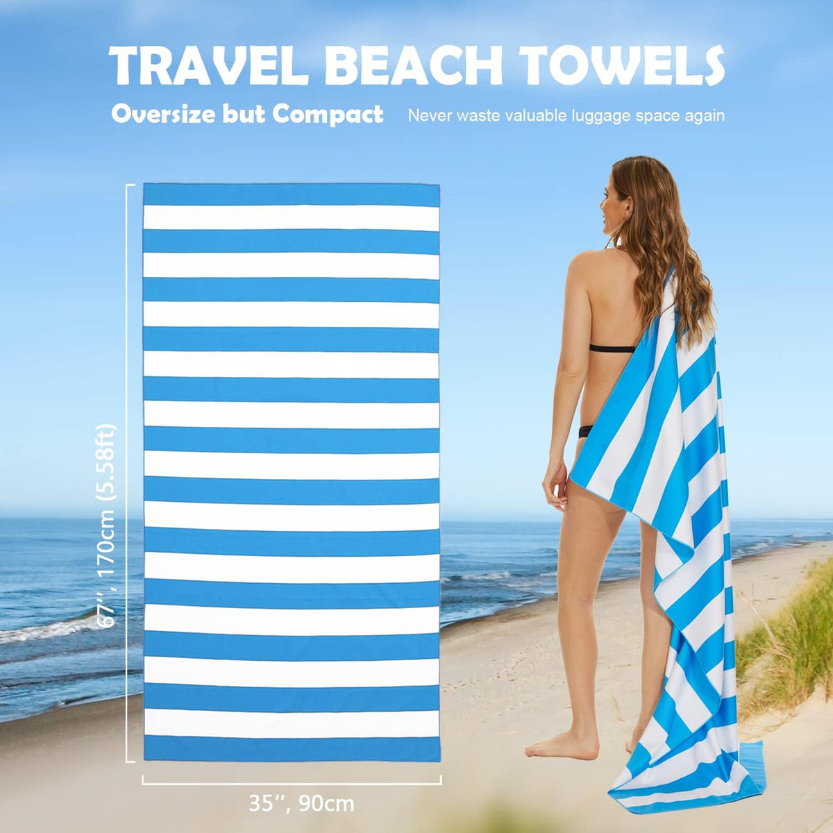 Your Choice Microfiber Quick Dry Beach Towel - Sand-Free, Lightweight, Oversized (67x35 Inch, 60x30 Inch)