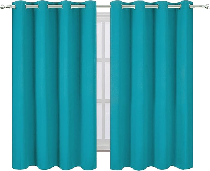 LEMOMO Teal Thermal Blackout Curtains/52 x 54 Inch/Set of 2 Panels Room