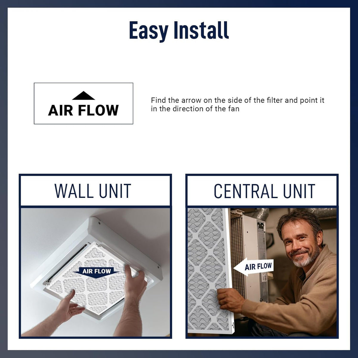 24x24x1 MERV 8 Air Filters 6-Pack, Actual Size 23.7" x 23.7" x 0.75" – Compatible with HVAC, Air Conditioners & Furnaces– High Particle Capture & Smooth Airflow