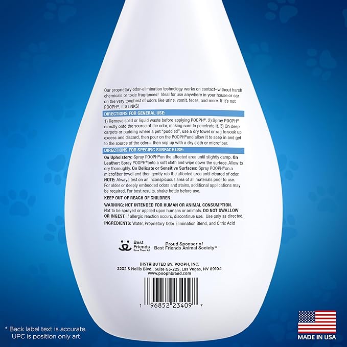 Pooph Pet Odor Eliminator, 32oz Spray, 2-Pack - Dismantles Odors on a Molecular Basis, Dogs, Cats, Freshener, Eliminator, Urine, Poop, Pee, Deodorizer, Natures, Puppy, Fresh, Clean, Furniture, Potty