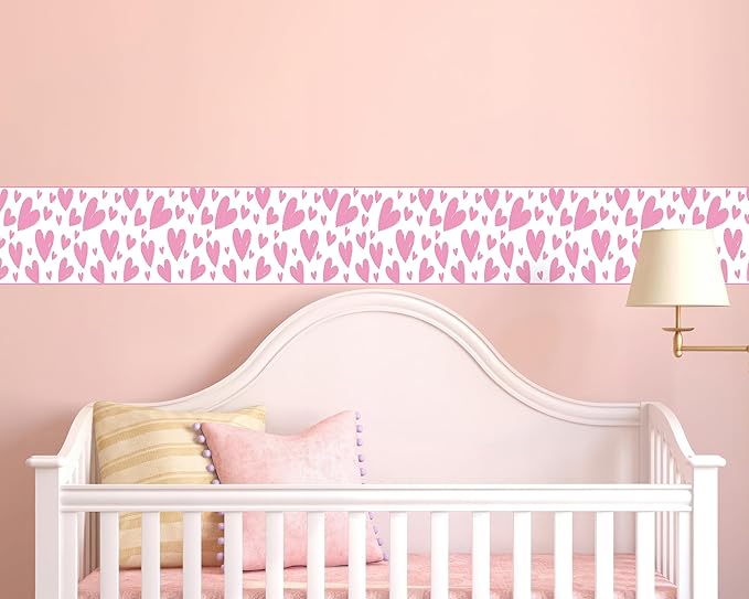 FLFK Pink Heart Wallpaper Border