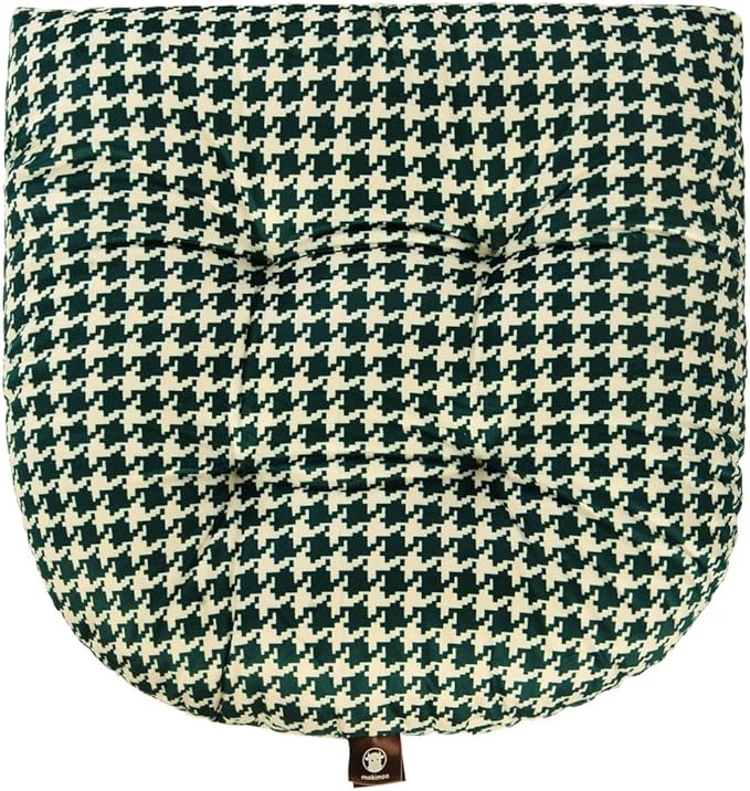 Outdoor Patio Cushion, Rocking Chair Cushion, Tufted Pads, Set of Upper and Lower with Ties Pack of 2 (2 Sets) - Back 20"×17", Seat 17"×17" (Green Houndstooth)