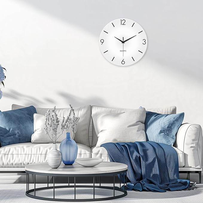 XFM Large Minimalist Wall Clocks Battery Operated 24 Inch White Modren Wall