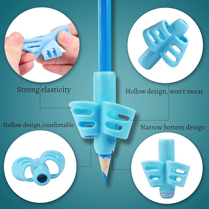 Pencil Grips, Pencil Grips for Kids Handwriting, Children Pen Writing Aid Grip Set Posture Correction Tool for Kids Preschoolers Children, Hollow Ventilation Design, 3 Pack