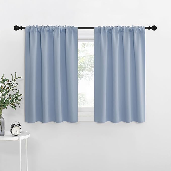 NICETOWN RV Blackout Curtains for Camper Windows, Vintage Blue, Kitchen Curtains