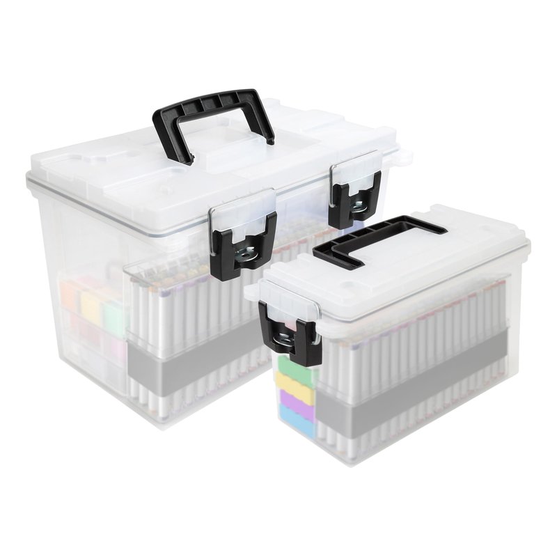 Sheffield 12722 Storage Bins With Lids, 2-Pack Stackable Storage Bins, Made in USA, Lockable and Water-Resistant Containers with Lids, Plastic Containers for Home, Classroom, and Dorm