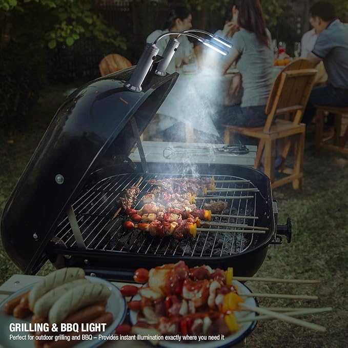 BBQ Grill Lights Magnetic Base Super-Bright LED Lights-360 Degree Flexible Gooseneck, Weather Resistant, Task Lighting Barbecue Grilling, 2 Pack