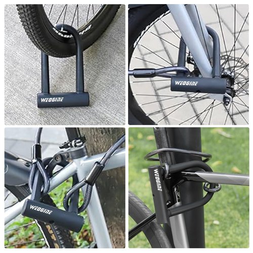 Bike U Lock with 5ft Security Cable 17mm Shackle, Bike Lock with 3 Keys and Mounting Bracket, Bicycle U-Locks Perfect for Road, Mountain, and Electric Bikes,Bicycle Lock
