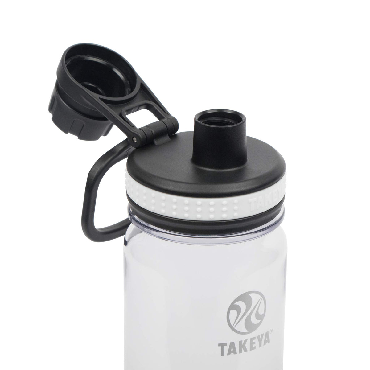 Takeya Tritan Sport Water Bottle with Spout Lid - BPA-Free & Dishwasher-Safe Water Bottle - Reusable Bottle with Lid Handle - Simple Leak-Proof Water Bottle - 24 oz, Clear
