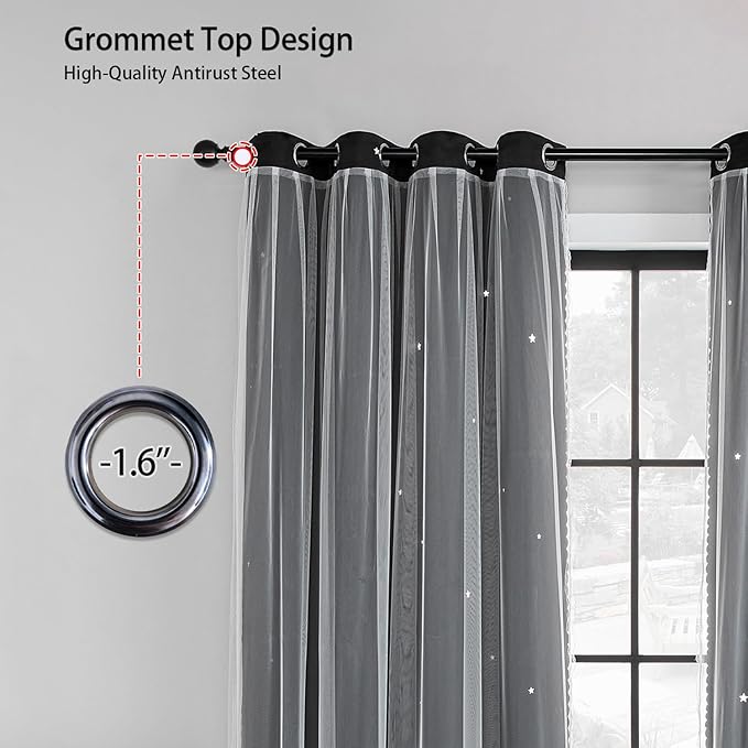 XiDi Curtains for Bedroom Windows, Unicorn Curtains for Kids Room