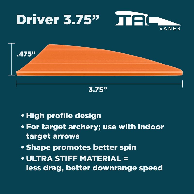 TAC Vanes 3.75" Driver Arrow Vanes | Archery Fletching for Compound & Crossbow | Durable, Lightweight, High Accuracy, Gray 100 Pack