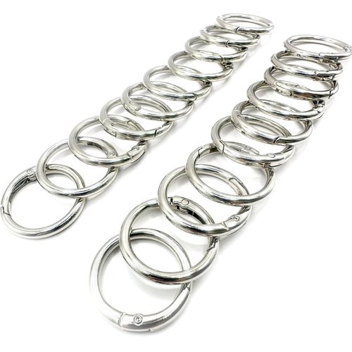 20 Pack 1 Inch Carabiner Clip, Spring O Rings Metal Alloy Purse Clip, Round Keyring Buckle Clips, Small Keychain Hook Clip for Key Bag(Silver)