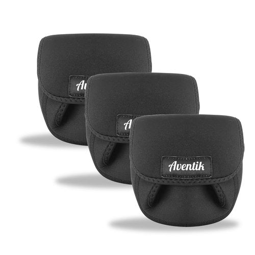 Aventik Spinning Reel Cover Storage Baitcasting Trolling Fishing Reel Protective Case Pouch Sleeve Gloves Fishing Bags Fits 1000-6000 Series(M(2000-4000reels)-3PACK)