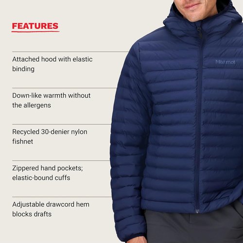 MARMOT Men's Echo Featherless Hoody - Lightweight Puffer Jacket with Hood for Ultimate Warmth