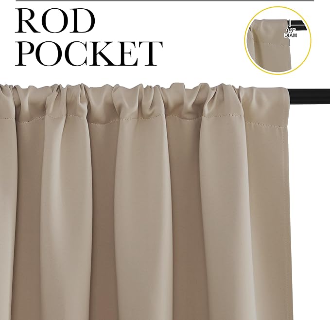 NICETOWN Window Curtains Blackout Drapes, 1 Pair, 52 by 72-Inch, Thermal