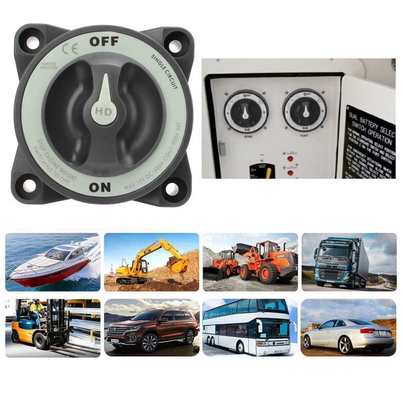 600A Master Battery Power Cut Disconnect Switch Isolator Single Circuit ON Off IP66 3 Studs for RV Gasoline Powered Boat Marine