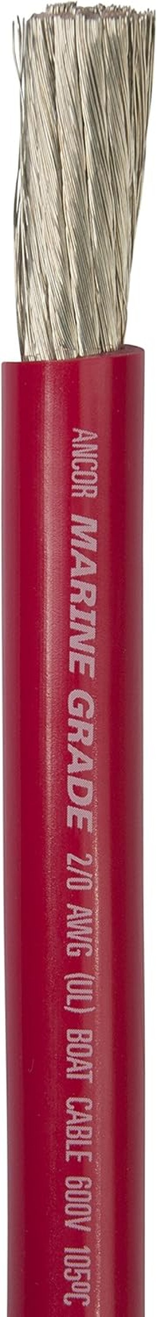 Ancor 117502 Tinned Copper Battery Cable - 2/0 AWG (62mm²), Red, 25ft Length for Reliable Power