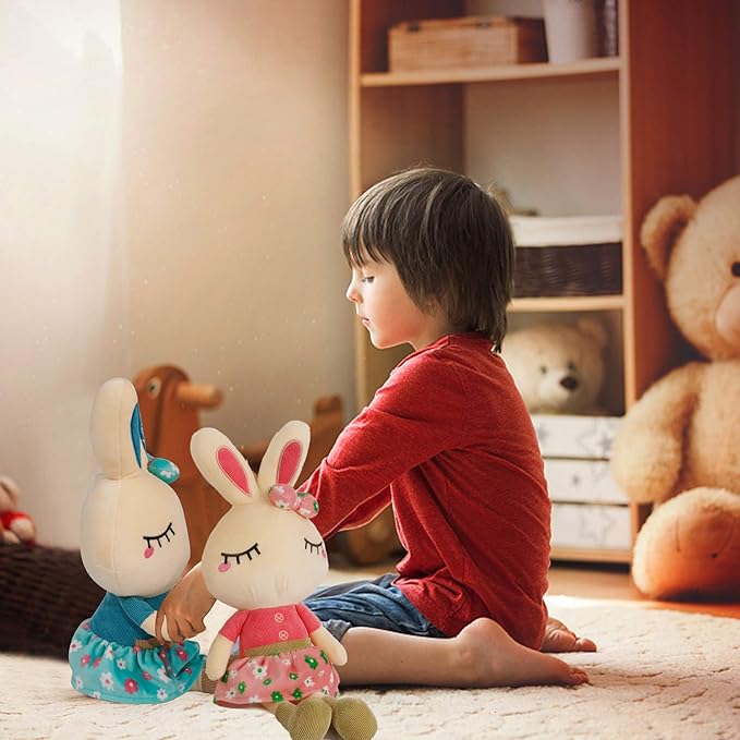 Set of 2 Easter Bunny Plush for Kids, 18.3" Easter Stuffed Animal, Big Rabbit Toys Cute Birthday Gifts for Boy Girl, Pink & Blue
