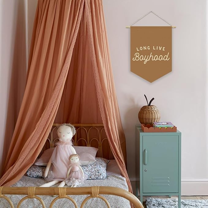 Fall Room Decor,Long Live Boyhood Boy Room Canvas Banner Nursery Playroom Wall Decor for Boys Bedroom Toddler Decorations Teen Boy Room Decor,Playroom Decor Wall Hanging Flag 15x11 Inch（Brown)