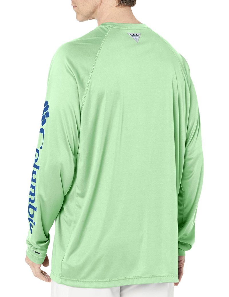 Columbia Men's PFG Terminal Tackle Long Sleeve Fishing Shirt, Key West/Vivid Blue Logo, Small
