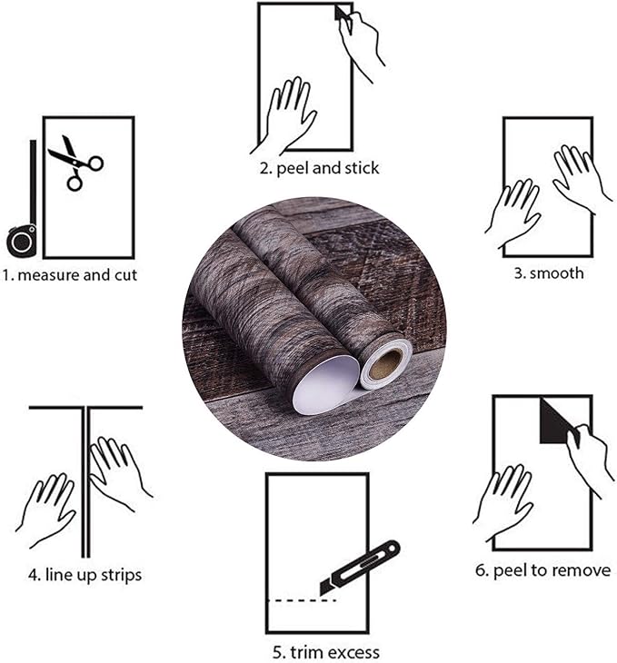 WENMER 17.71" x 118.1" Grey Wood Peel and Stick Shiplap Self-Adhesive Wallpaper