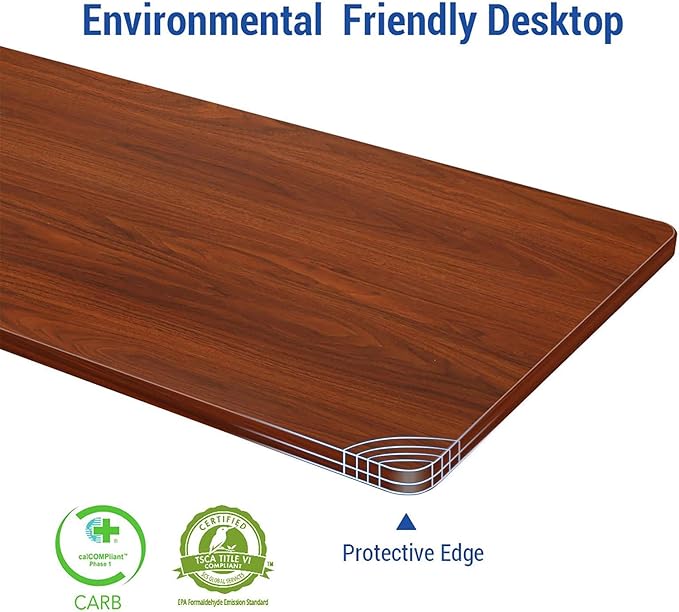 FLEXISPOT EN1 One-Piece Standing Desk with 1-Inch Thick Desktop, 48"x30" Electric Height Adjustable Desk for Home Office & Multi-Device Workstations, Mahogany(Silver Frame)