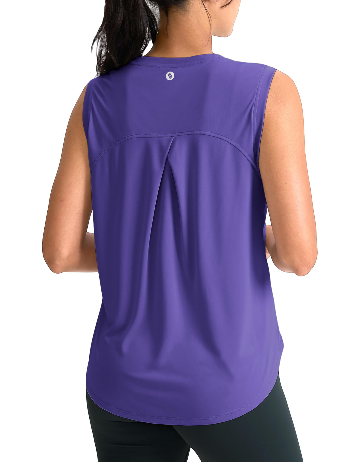 SANTINY Women's Sleeveless Workout Tops Breathable Lightweight Active Tennis Yoga Shirts Athletic Running Tank Tops for Women (Dark Purple_L)