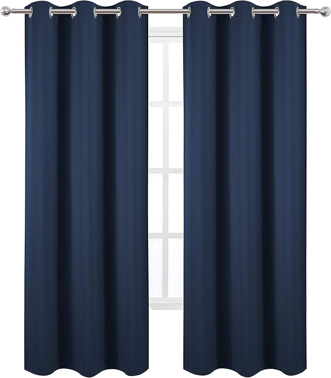 LEMOMO Navy Blue Blackout Curtains 34 x 84 Inch Length/Set of 2 Curtain