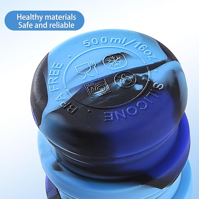 Collapsible Water Bottles Travel water bottle Sports Portable Sport Water Bottle Reusable Water Bottles comes with mountaineering Buckle 500ml silicone Water-proof camping water bottle