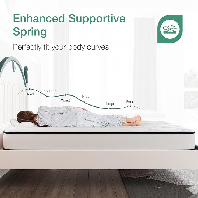 Novilla Queen Mattress 8 inch,Foam and Spring Hybrid Mattresses for Comfortable Sleep,Steel Coils for Durable Support,CertiPUR-US Certified Foam,Youth/Guest Rooms,Queen Size Mattress in a Box