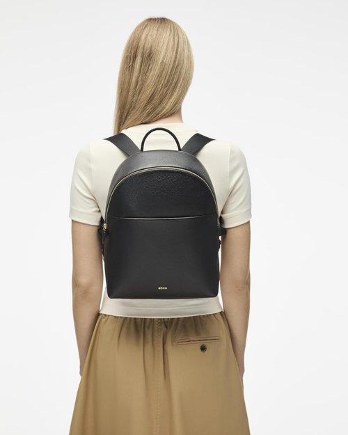 ECCO Medium Leather Backpack, Black
