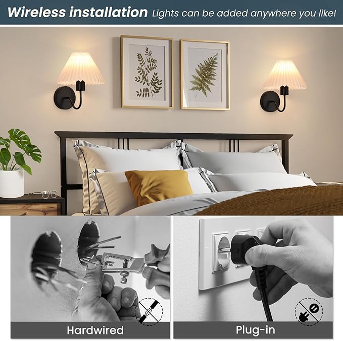Rechargeable Battery Operated Wall Sconce Sets of 2, 15 Colors Wireless