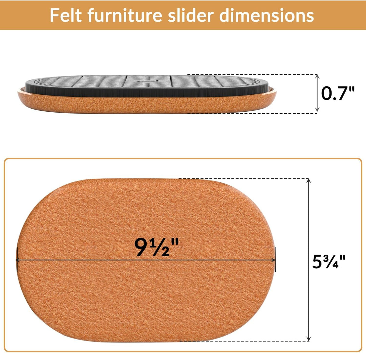 9½"x5¾ Felt Furniture Sliders for Hardwood Floors, 4PCS Oval Furniture Pads for Wood Floors, Furniture Movers for Heavy Duty Furniture, Move Furniture Easily