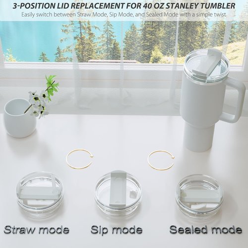 40 OZ Tumbler Lid Replacement for Stanley Quencher, Tumbler Lids