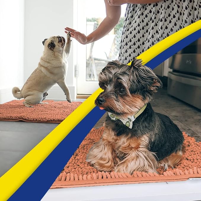 Muddy Mat® | Super Water Absorbent Door Mat Indoor, Microfiber Quick Dry Chenille Entryway Rug, Slip Resistant Front Door Mat, Indoor Mats for Entryway, Machine Washable Pet Rug, Peach 2ft x 3ft