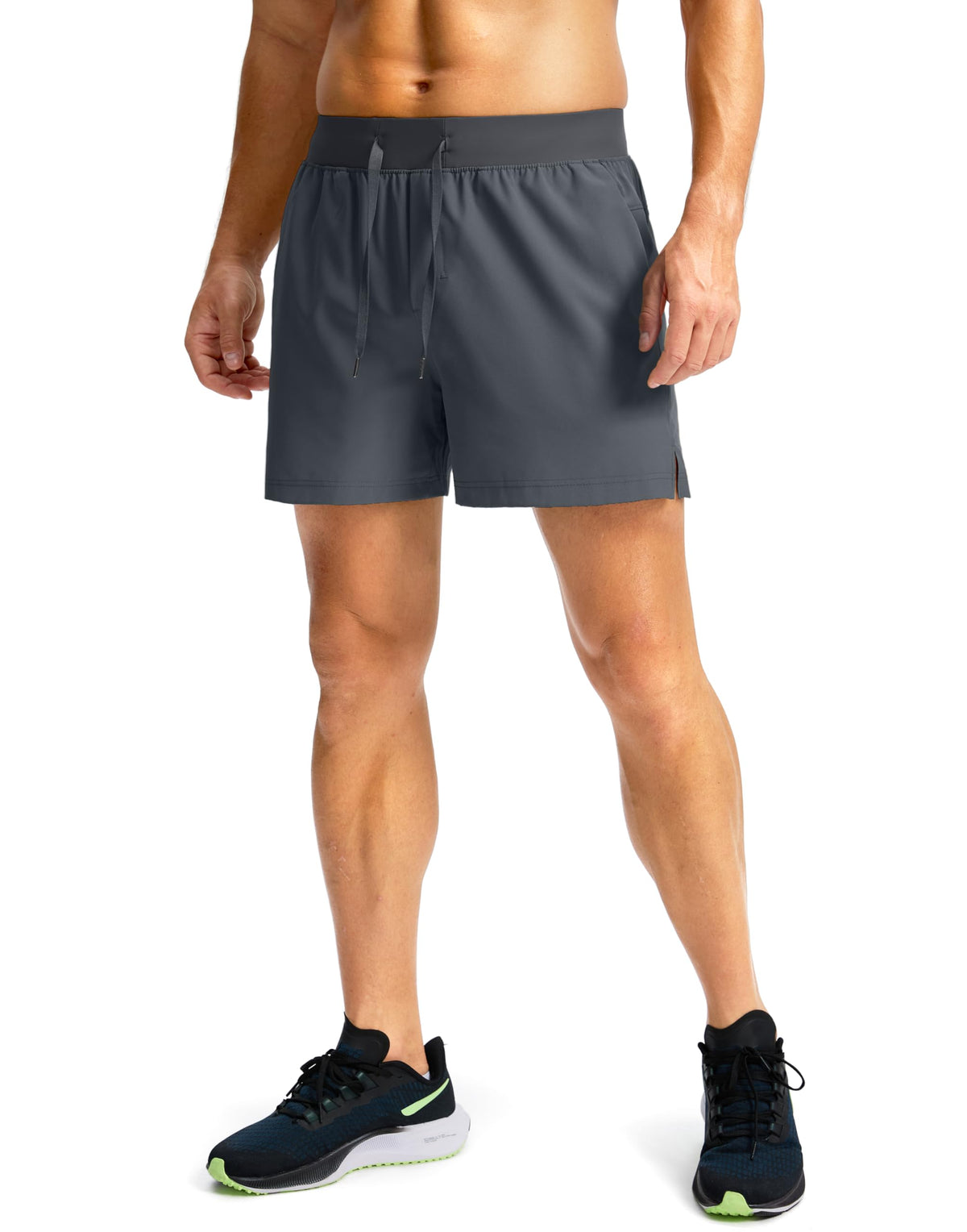 Soothfeel Men's Running Shorts with Zipper Pockets 9"/ 7"/ 5" Lightweight Quick Dry Basketball Gym Workout Athletic Shorts for Men (Grey, XXL)
