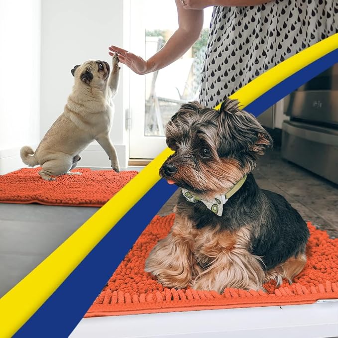 Muddy Mat® | Super Water Absorbent Door Mat Indoor, Microfiber Quick Dry Chenille Entryway Rug, Slip Resistant Front Door Mat, Indoor Mats for Entryway, Machine Washable Pet Rug, Coral 2ft x 4ft