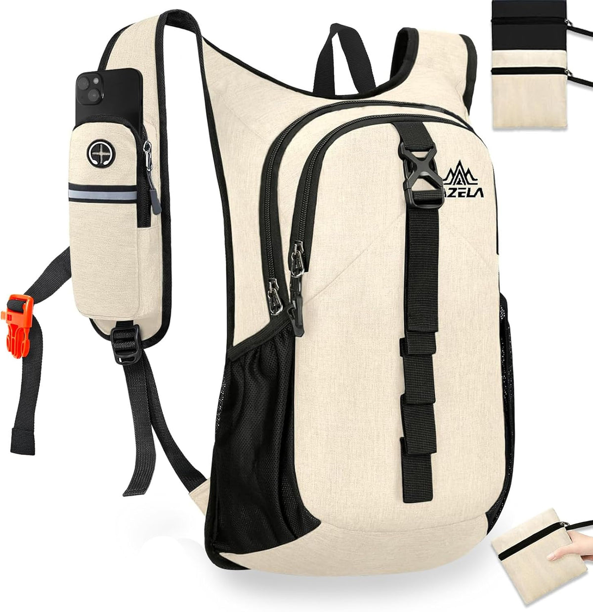 Skiennix 15L Ultralight Hiking Backpack - Foldable Trekking Bag for Outdoor Adventures | Beige