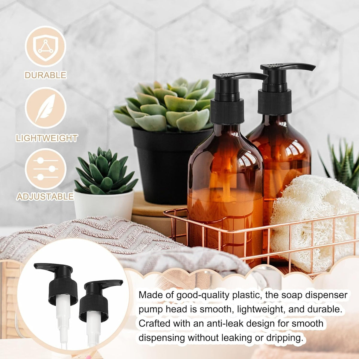 uxcell 16 Pcs Soap Dispenser Pump Heads Soap Dispensers Top Pumps Replacement Switch Pumphead for Standard 24/419 Neck Size Lotion Shampoo Bottle, Black
