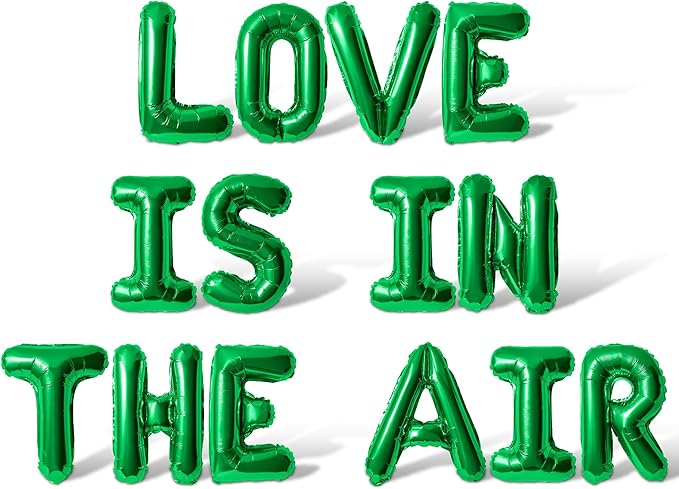 Letter Balloons - LOVE IS IN THE AIR 16" Inch Alphabet Letters Foil Mylar Balloon Valentines Day Party Banner (Green)