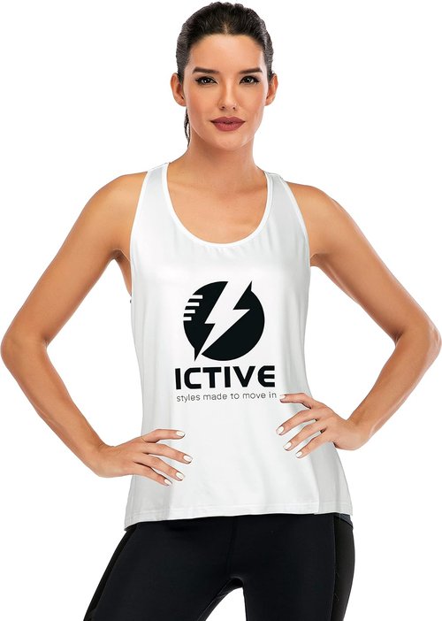 ICTIVE Women's Racerback Workout Tank Top - Open Back Design for Comfort | Ideal for Yoga & Running