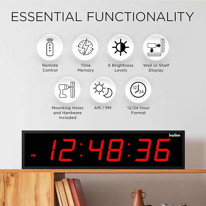 Ivation Oversized Large Digital Wall Clock