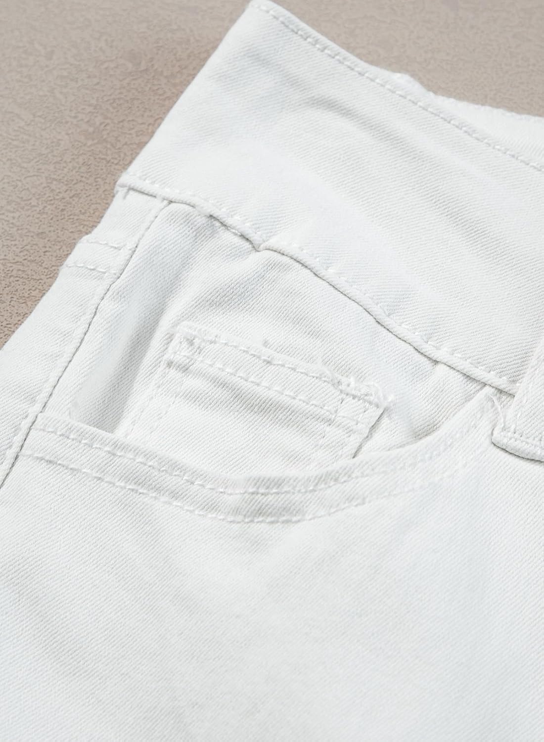 Sidefeel Women's High Waisted Jeans - Stretchy Raw Hem Straight Leg Denim Pants with Pockets