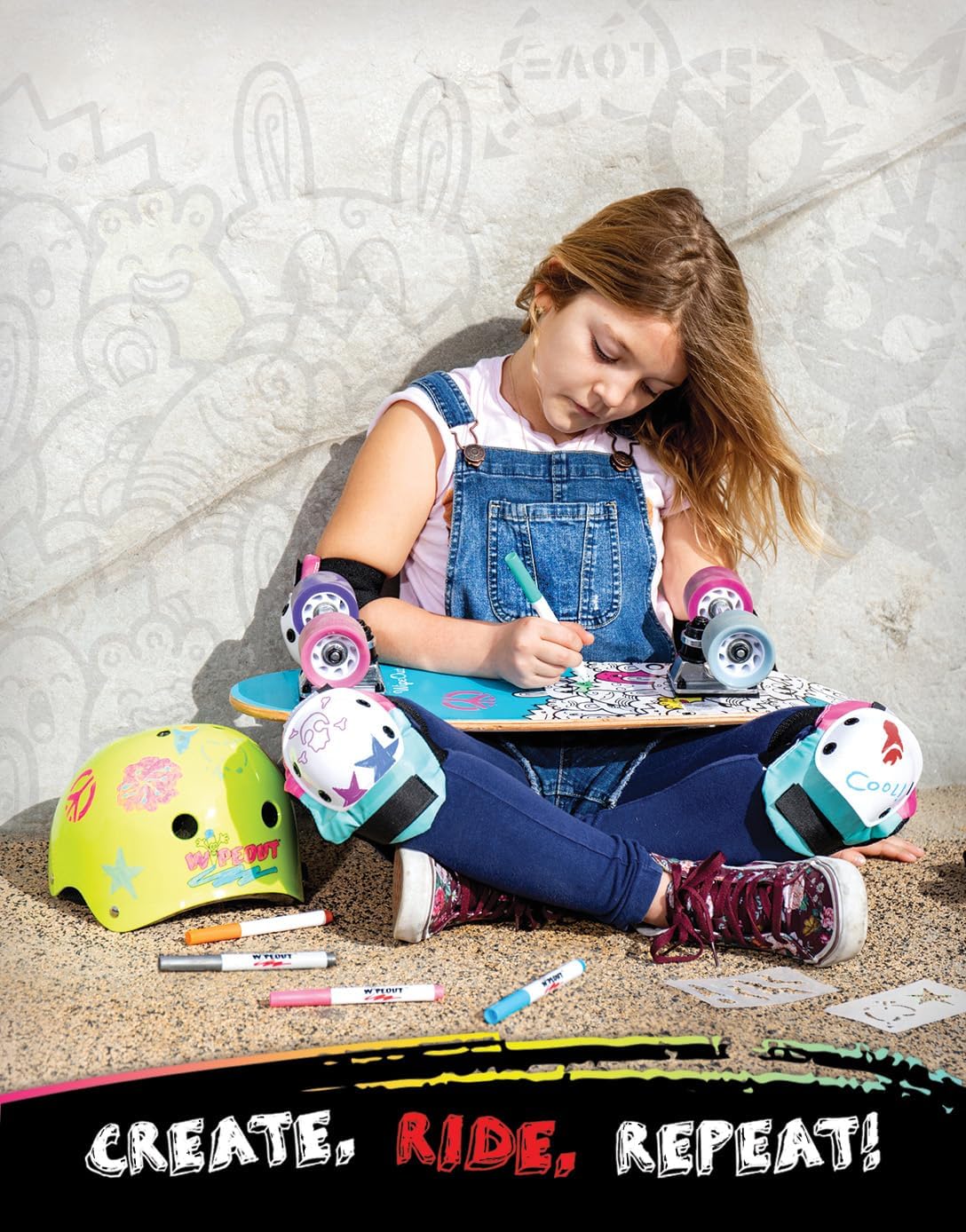 Wipeout Dry Erase Kids Helmet - Perfect for Biking, Skating, Scootering & Rollerblading