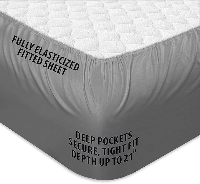 COONP King Mattress Topper, Extra Thick Pillowtop, Cooling Plush Mattress Pad Cover Bed Topper Protector with 8-21 Inch Deep Pocket (Grey, King)